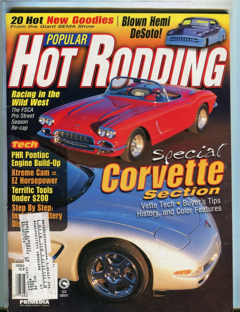 Popular Hot Rodding Magazine February 1998 Corvette EX w/ML 050417nonjhe