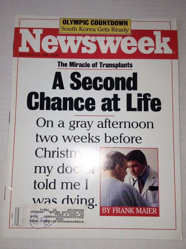 Newsweek Magazine Second Chance At Life September 12, 1988 102016RH