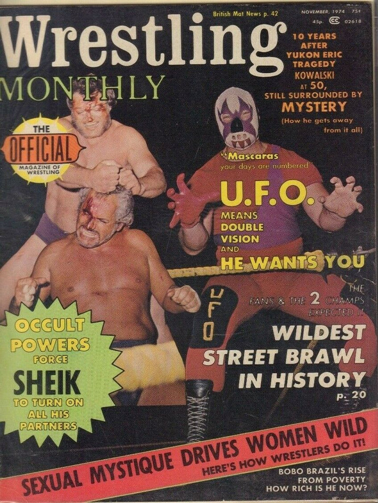Wrestling Monthly November 1974 Mascaras Bobo Brazil Sheik 022019DBE
