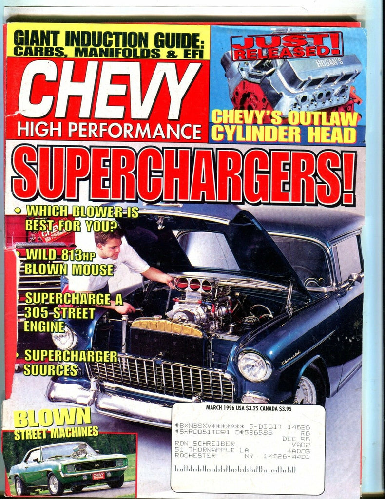 Chevy High Performance Magazine March 1996 Superchargers GD w/ML 050517nonjhe