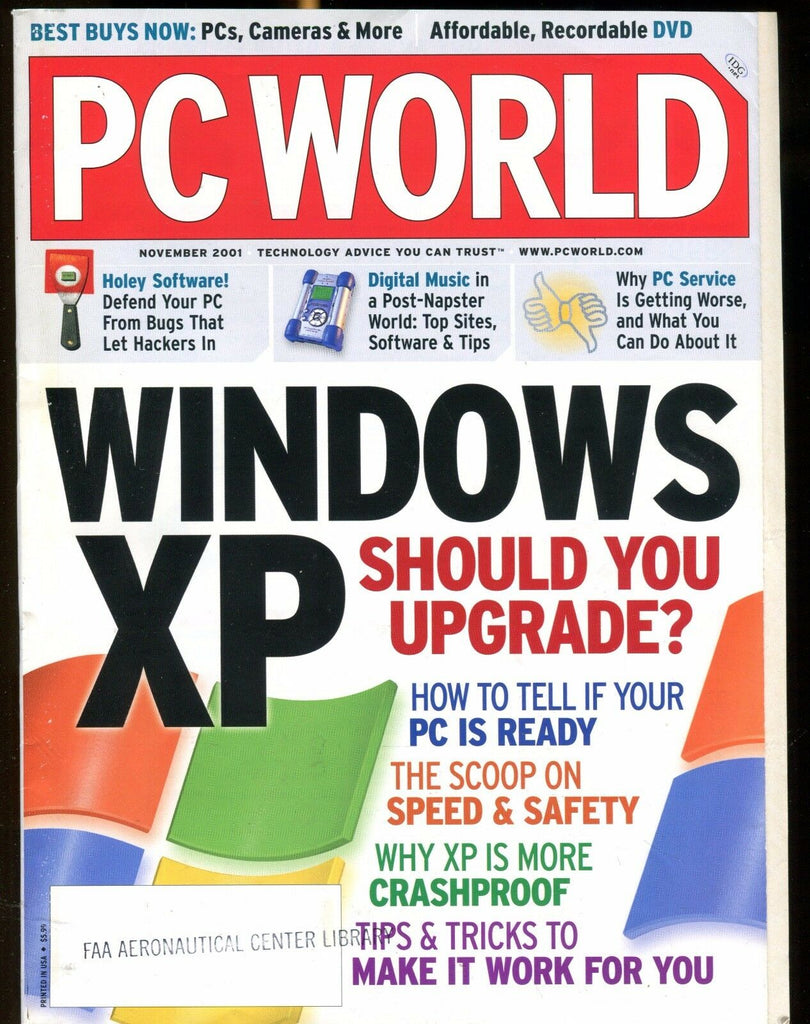 PC World Magazine November 2001 Windows XP FAA EX No ML 022417nonjhe