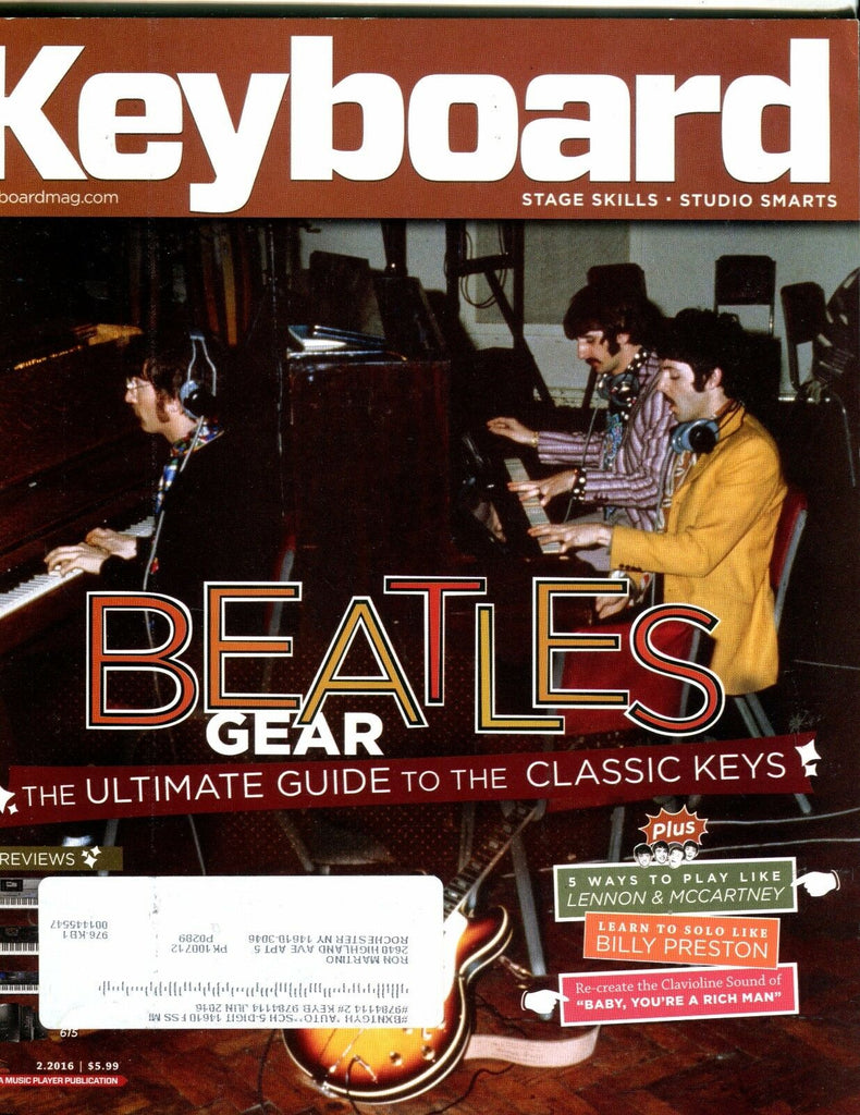 Keyboard Magazine February 2016 The Beatles EX w/ML 050517nonjhe