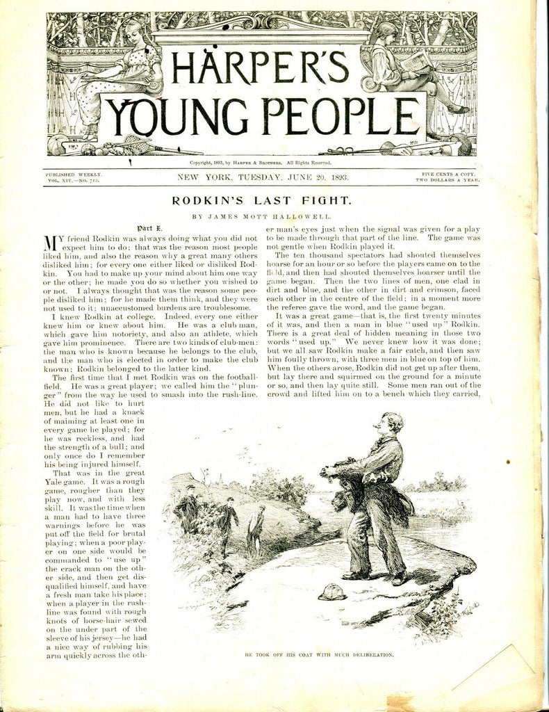 Harper's Young People Magazine June 20 1893 James Hallowell GD 042717nonjhe