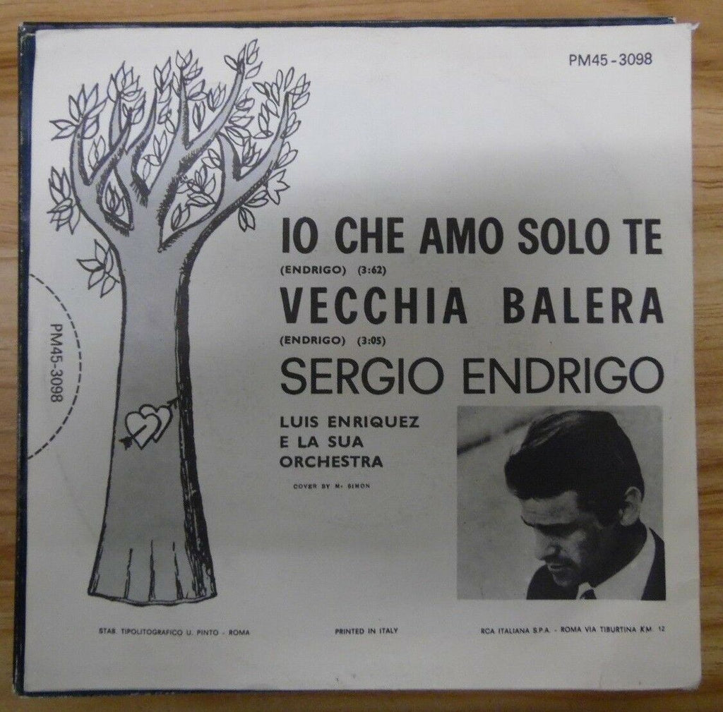 Sergio Endrigo IO Che Amo Solo Te RCA 3098 Italian Import 7"/45rpm 021518DB45
