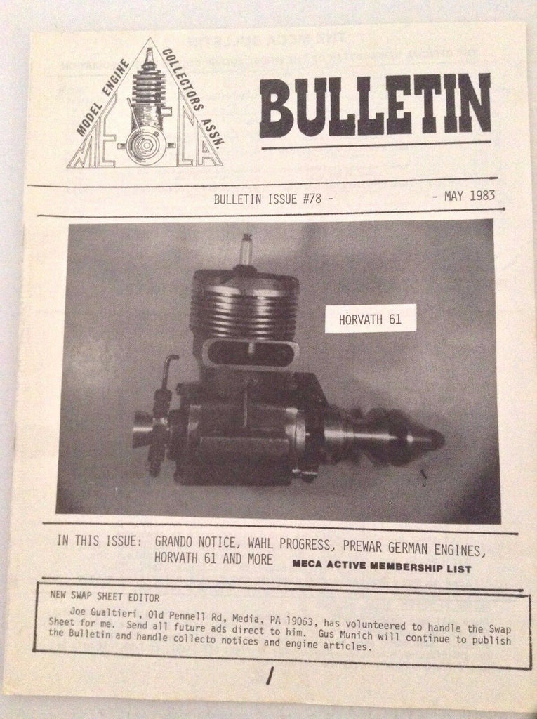 MECA Bulletin Magazine Grando Notice Horvath 61 May 1983 no.78 041817nonrh