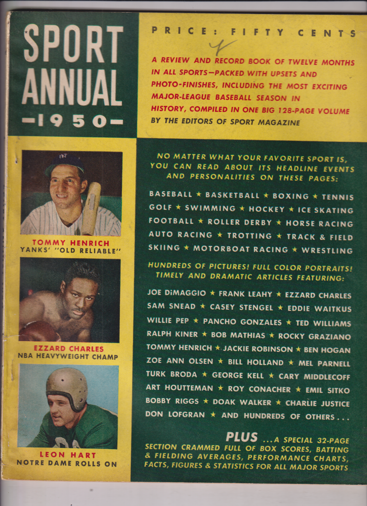 Sport Annual Mag Joe DiMaggio Frank Leahy Ezzard Charles 1950 122719nonr