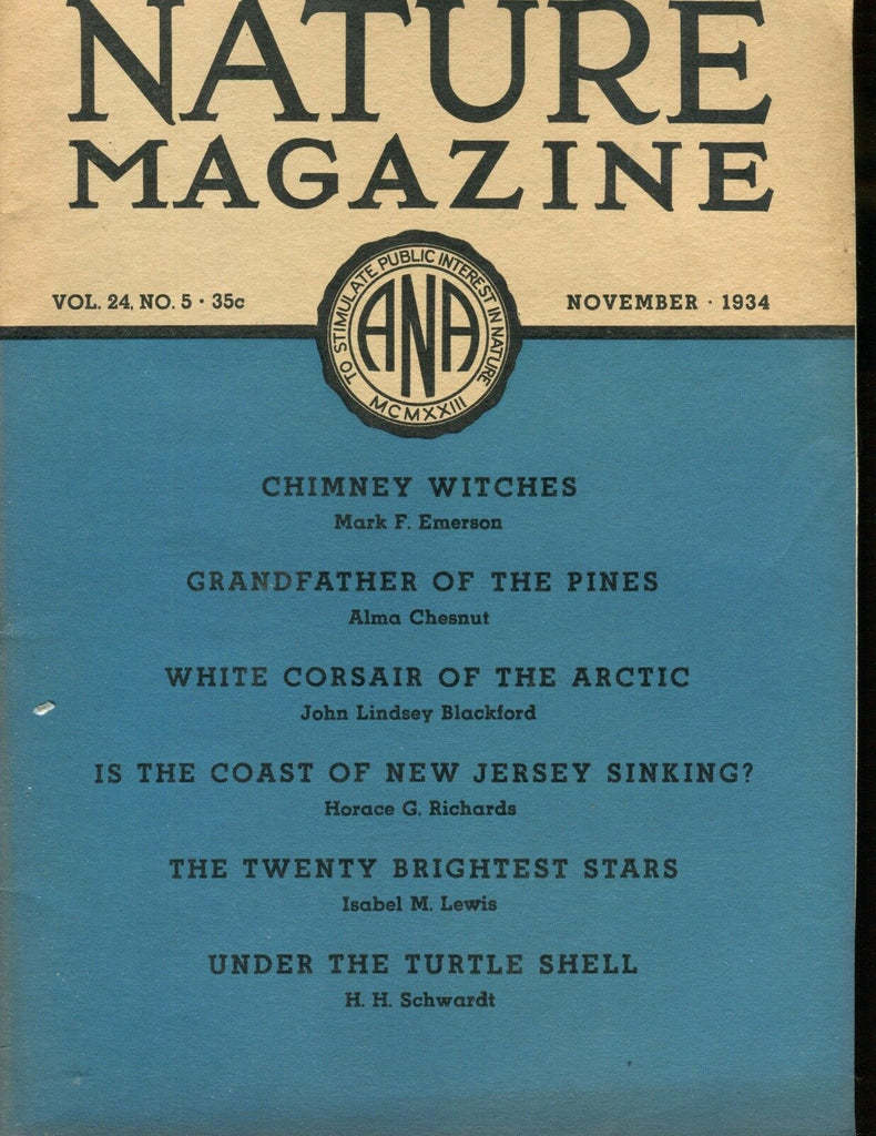 Nature Magazine November 1934 Chimney Witches VG No ML 020617jhe