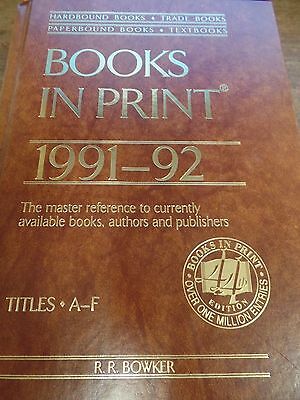 Books in Print 1991-92 Titles A-F Vol 4 RR Bowker Ex-FAA Library 011816ame5