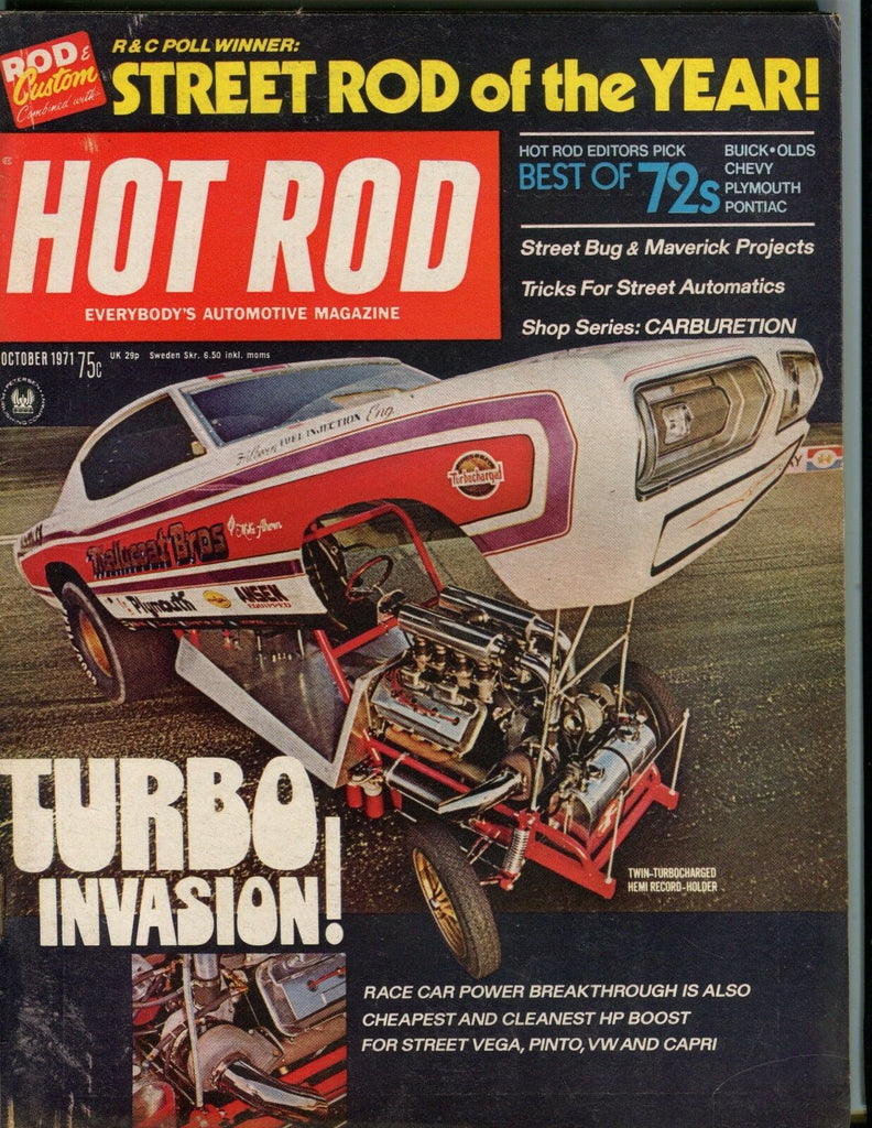 Hot Rod Magazine October 1971 Turbo Invasion VG No ML 051717nonjhe2