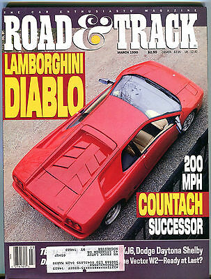 Road & Track Magazine March 1990 Lamborghini Diablo VGEX 010416jhe2