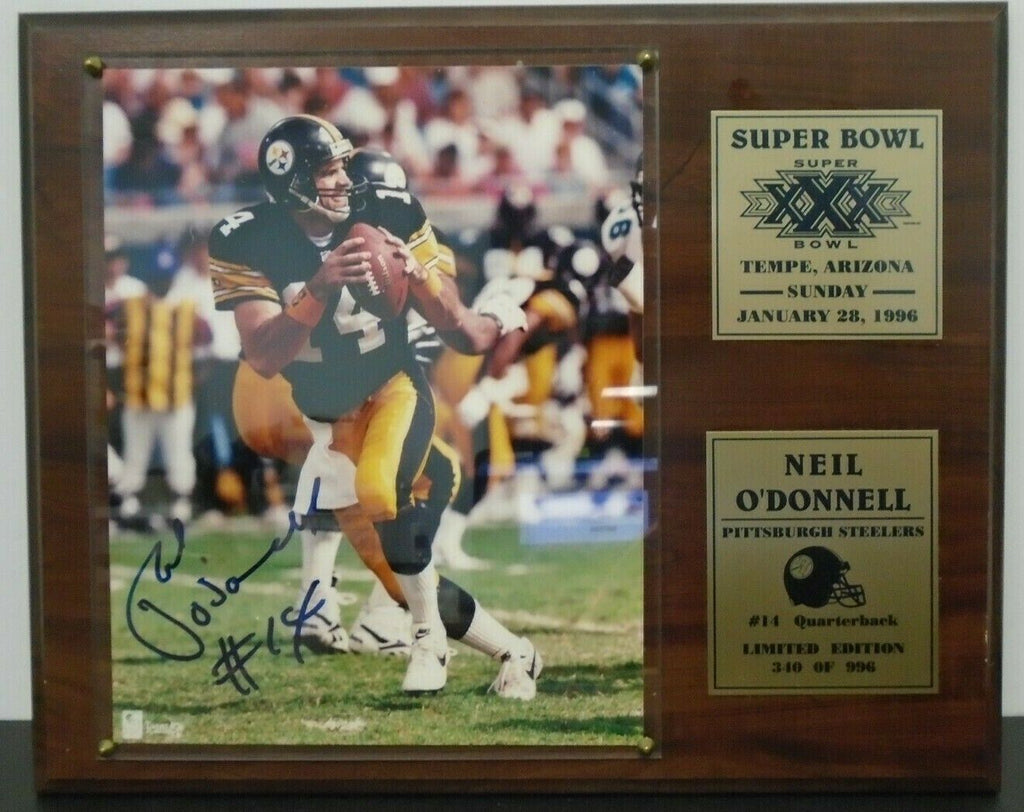 Neil O'Donnel Steelers Signed Autographed 8x10 Plaque Superbowl XXX 340/996 NFL