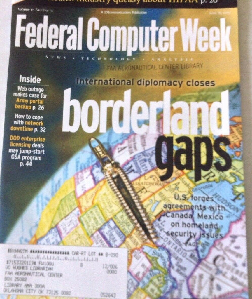 Federal Computer Weekly Magazine Borderland Gaps June 16, 2003 080117nonrh