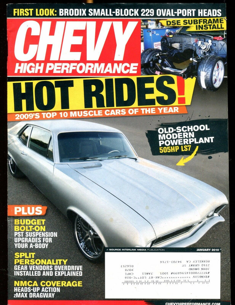 Chevy High Performance Magazine January 2010 Hot Rides EX w/ML 022717nonjhe