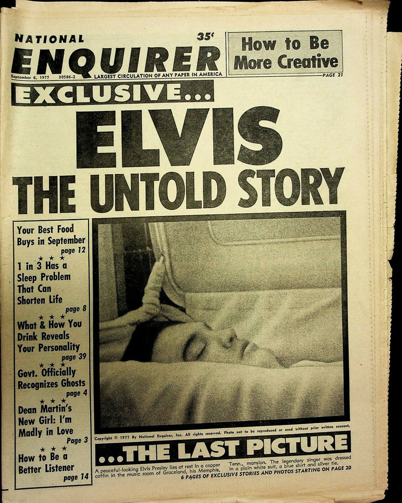 National Enquirer September 6 1977 Elvis Presley Dean Martin 072820ame