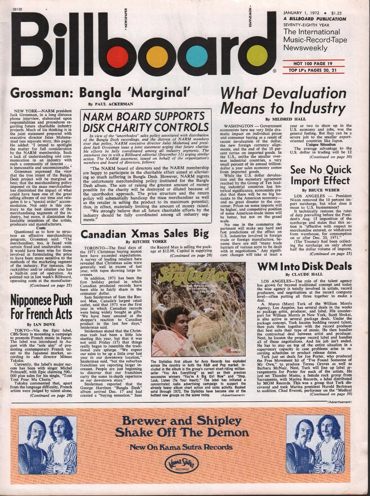 Billboard January 1 1972 Brewer & Shipley, The Stylistics 062917nonDBE
