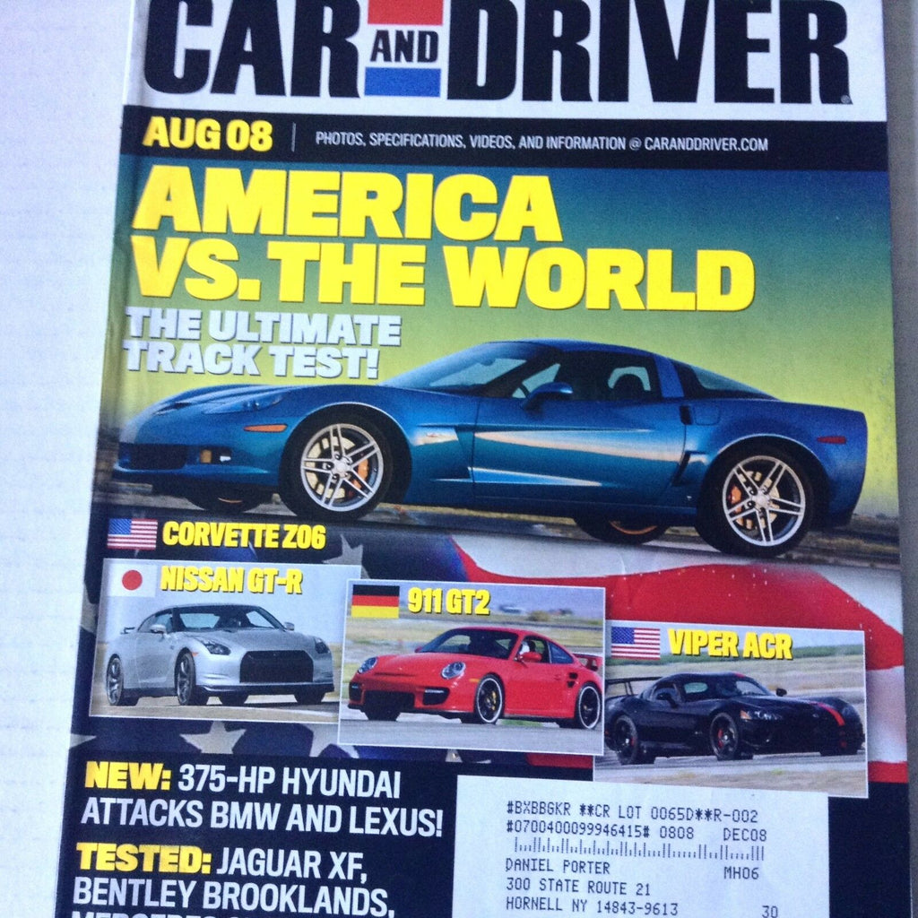 Car And Driver Magazine Nissan GT-R, Corvette Z06, Viper August 2008 071717nonrh