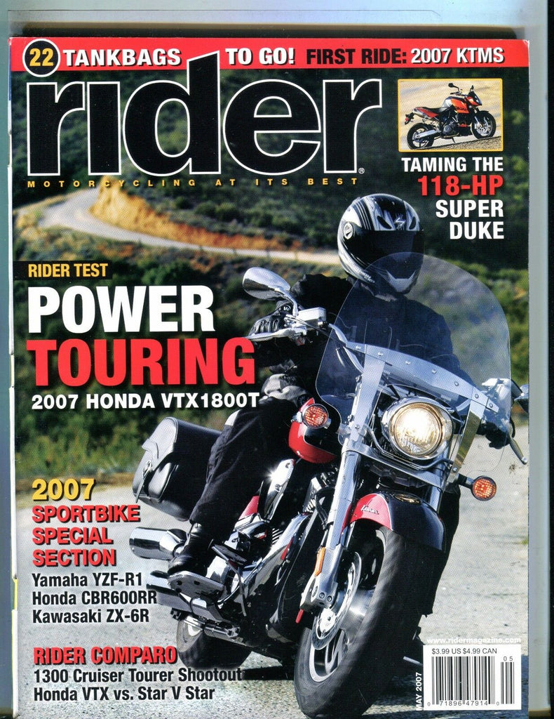 Rider Magazine May 2007 Honda VTX1800T EX No ML 051017nonjhe