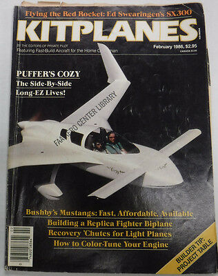 Kitplanes Magazine Bushby's Mustangs Puffer's Cozy February 1986 072215R