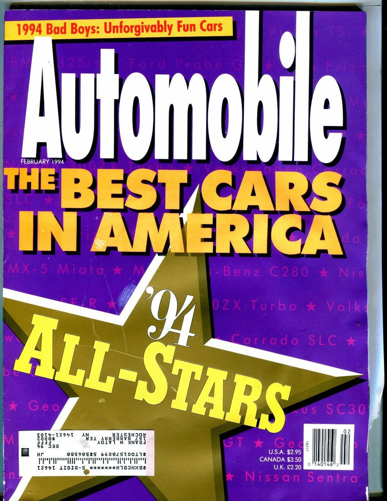 Automobile Magazine February 1994 Best Cars In America EX w/ML 042617nonjhe