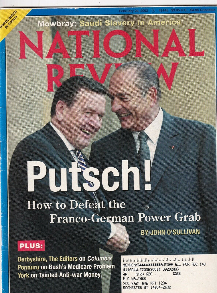 National Review Mag Franco-German Power Grab February 24, 2003 102219nonr