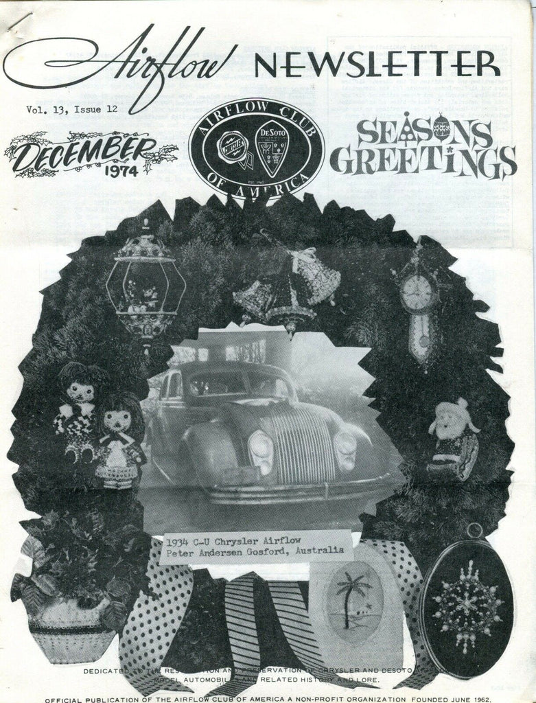 Airflow Newsletter December 1934 C-U Chrysler EX No ML 031017nonjhe