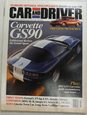 Car And Driver Magazine Corvette GS90 & 1995 LT1 Corvette March 1995 051615R