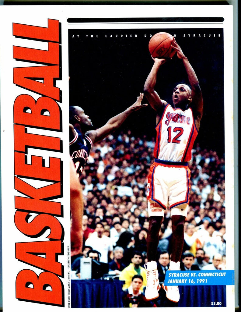 Syracuse Basketball Program Michael Edwards 1991 UConn EX 051417nonjhe