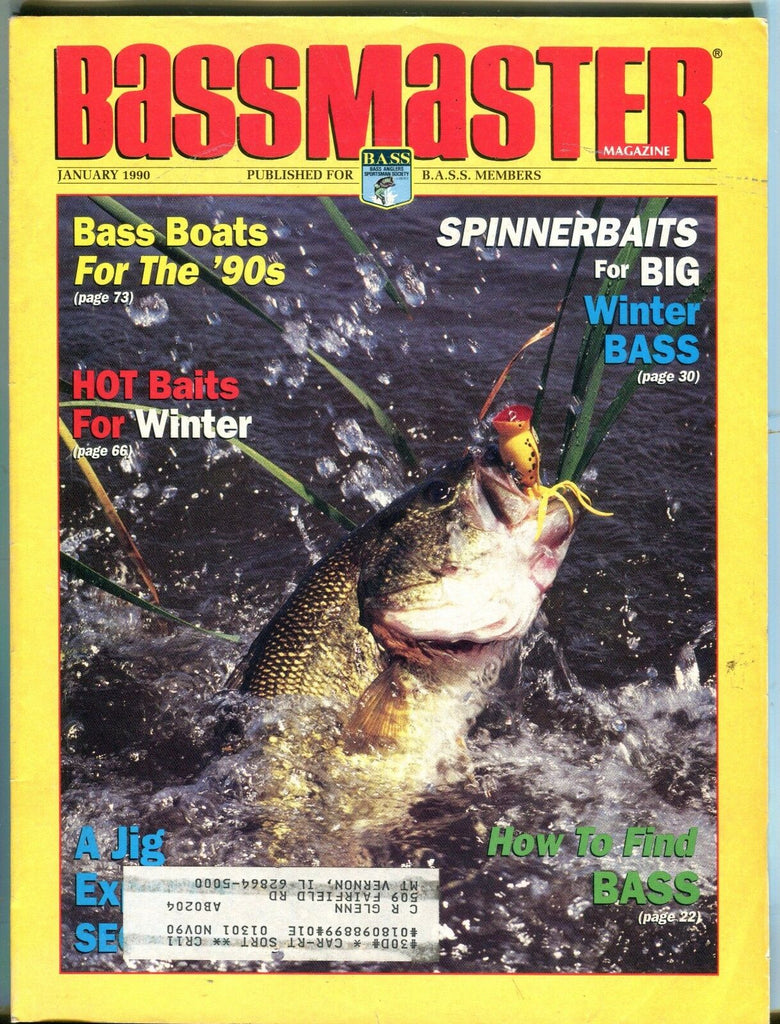 Bassmaster Magazine January 1990 Spinnerbaits EX w/ML 042917nonjhe