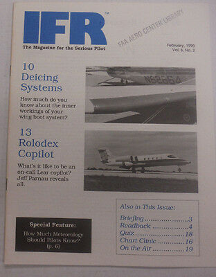 IFR Pilot Magazine Deicing Systems Rolodex Copilot February 1990 FAL 061815R