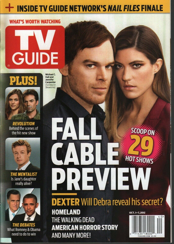 TV Guide Magazine Oct 1 2012 Micheal C Hall Jennifer Carpenter Dexter 022120AME