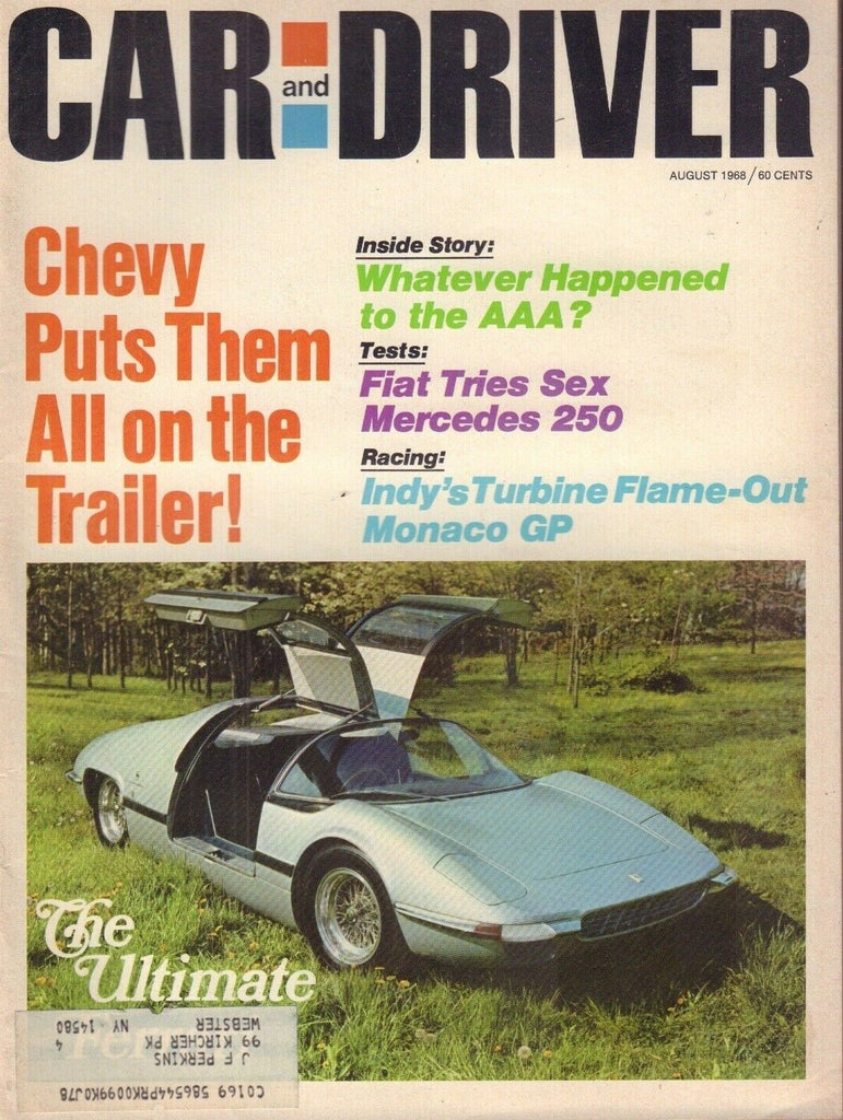 Car And Driver Magazine Ferrari Gullwing August 1968 021218nonr