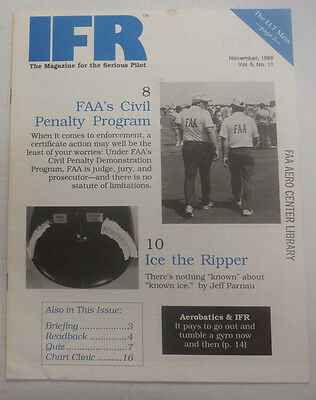 IFR Pilot Magazine Faa's Civil Penalty Program November 1989 FAL 061815R