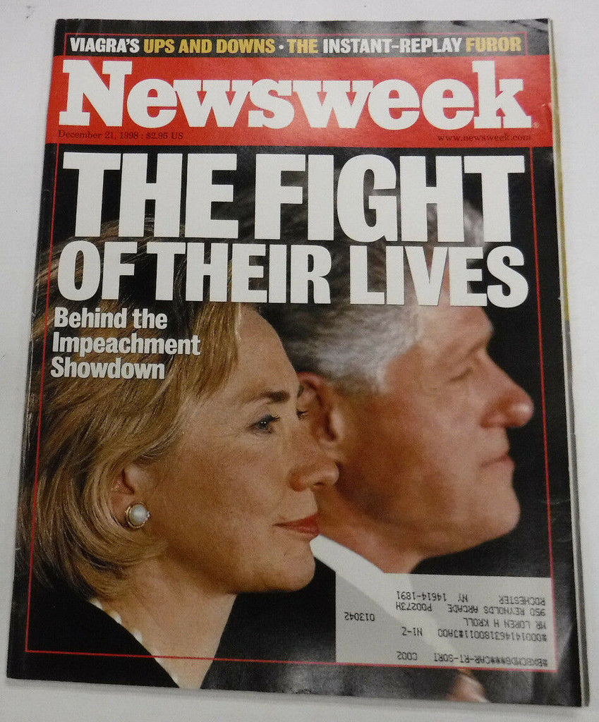 Newsweek Magazine Bill And Hillary Clinton December 21, 1998 101816R