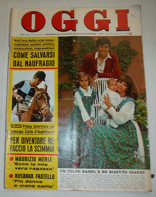 Oggi Vintage Italian Magazine Prince Charles & Maurizio June 1974 021715R