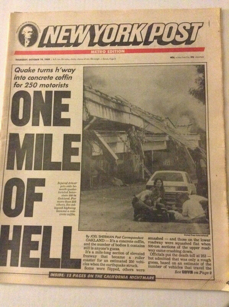 New York Post San Fransisco Quake Mile Of Hell October 19, 1989 041819nonrh