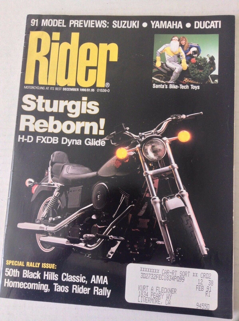 Rider Magazine H-D FXDB Dyna Glide December 1990 051117nonrh