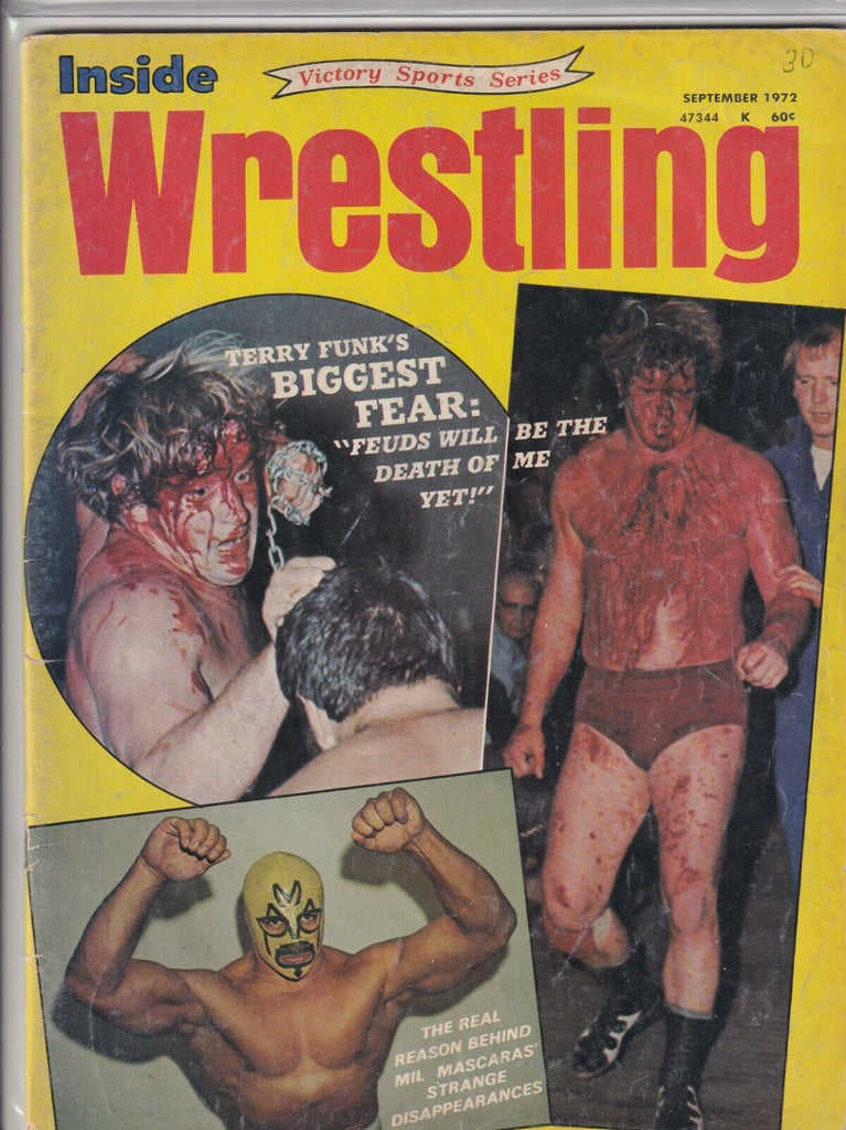 Inside Wrestling Terry Funk Mil Mascaras BLOODY Cover September 1972 061919nonr