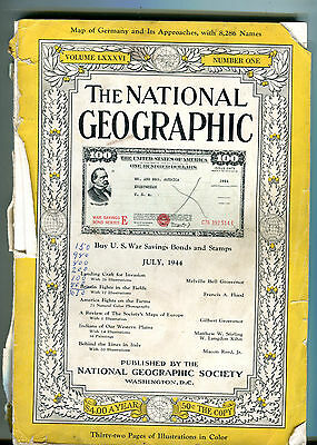 The National Geographic Magazine July 1944 US War Savings Bonds GD 041416jhe