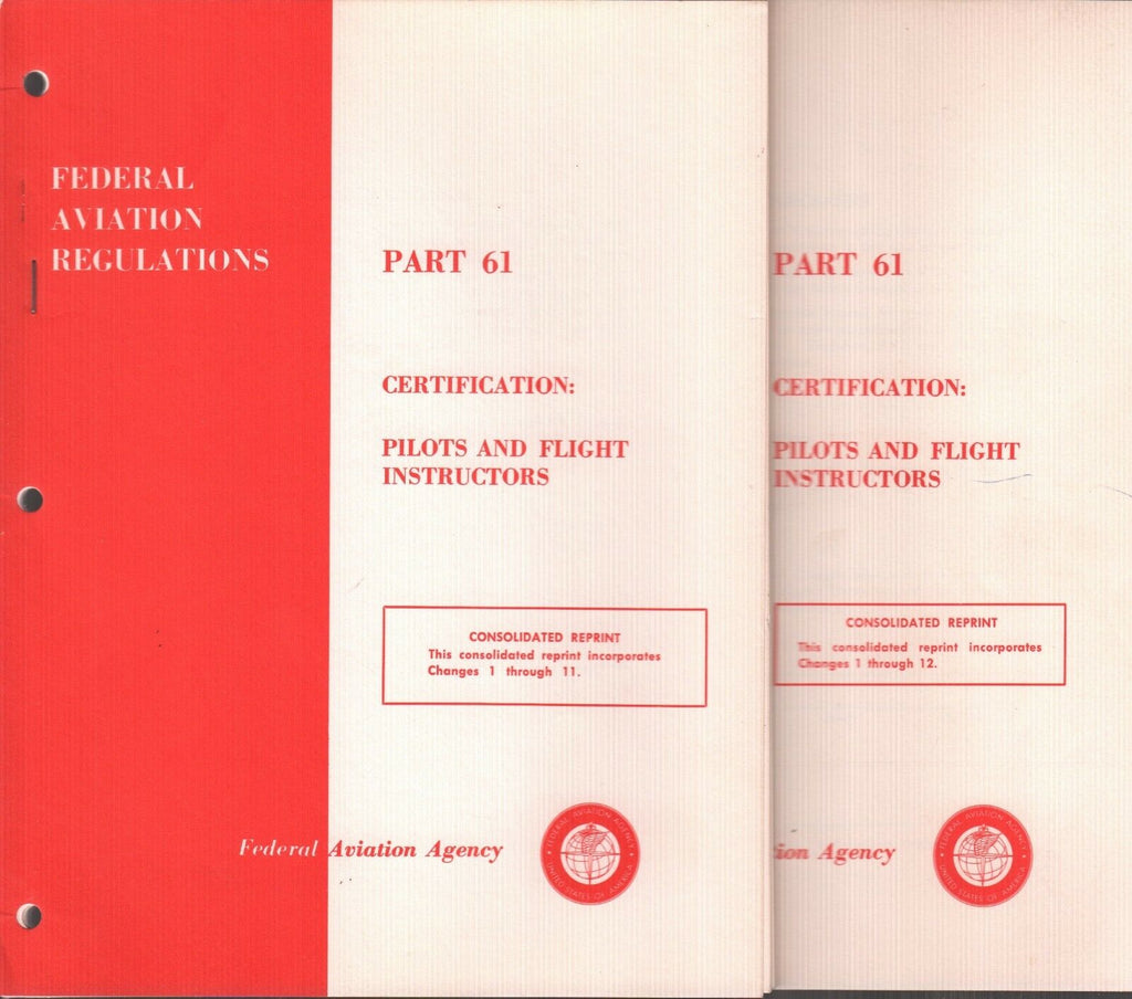 Federal Aviation Regulations Part 61, 2 Booklets Ex-FAA 121918AME2