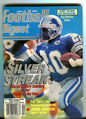 Football Digest April 1992 Barry Sanders Lions EX 041216jhe –  mr-magazine-hobby