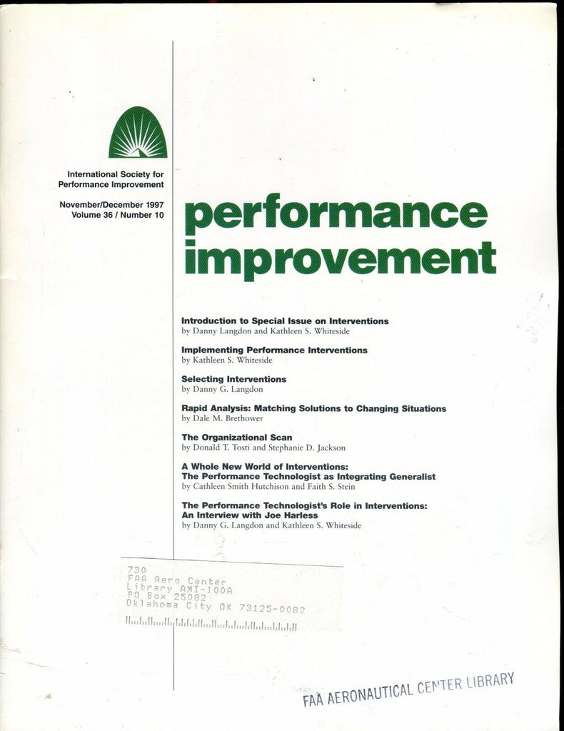 Performance Improvement Magazine Nov./Dec. 1997 FAA EX w/ML 022417nonjhe