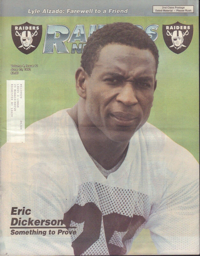 Raiders Newspaper June 15 1992 Eric Dickerson 081417nonjhe