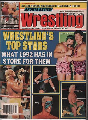 Sports Review Wrestling February 1992 Hulk Hogan, Sting, Ric Flair EX 120915DBE