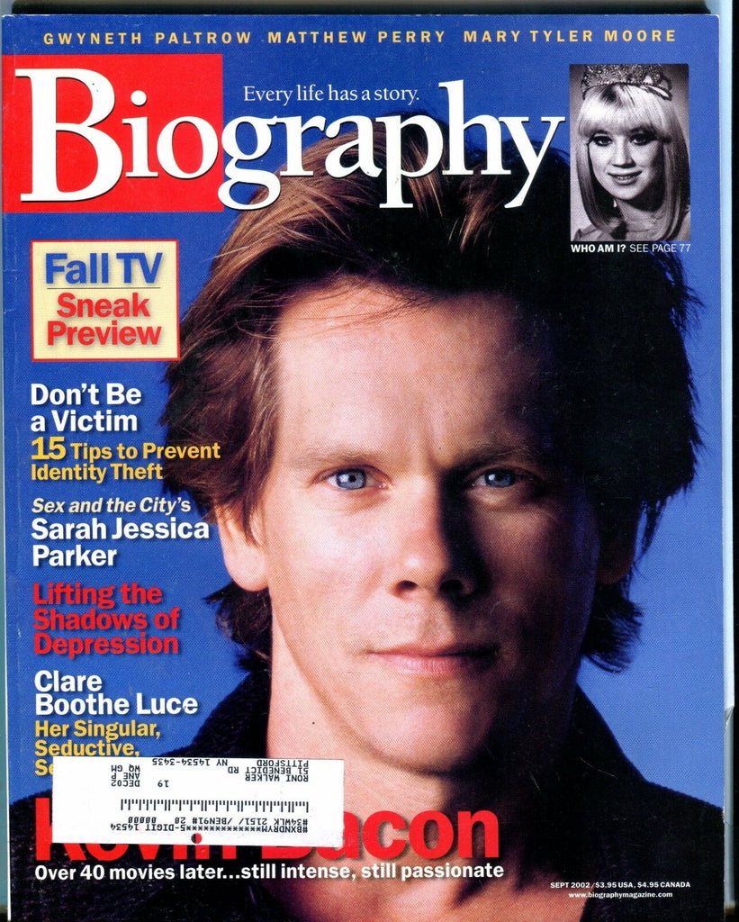 Biography Magazine September 2002 Kevin Bacon EX w/ML 030817nonjhe