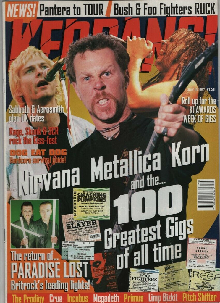 Kerrang! Music Mag Sabbath & Aerosmith Nirvana Metallica July 19 1997 112520nonr
