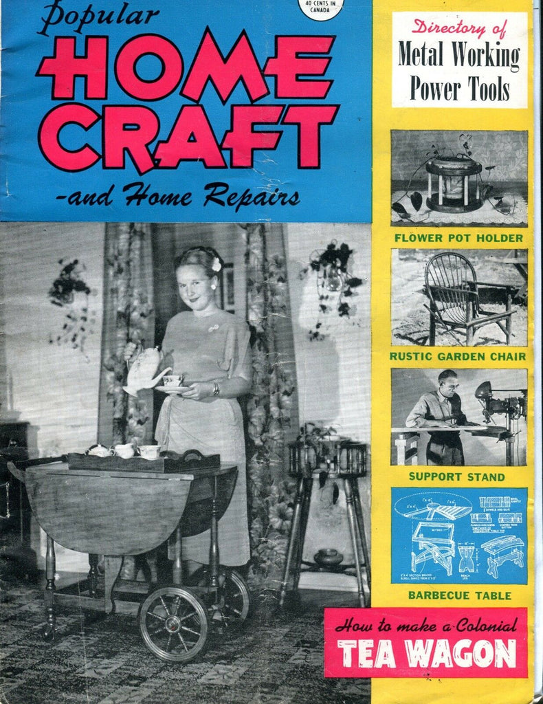 Popular Home Craft Magazine August 1950 Tea Wagon GD No ML 100316jhe