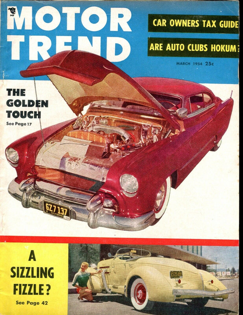 Motor Trend Magazine March 1954 Golden Touch VG No ML 030117nonjhe