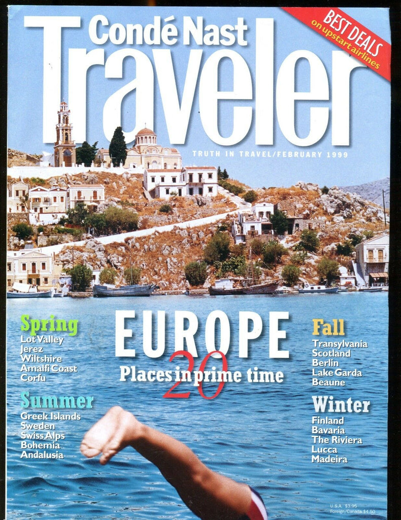 Conde Nast Traveler Magazine February 1999 Europe EX No ML 012517jhe
