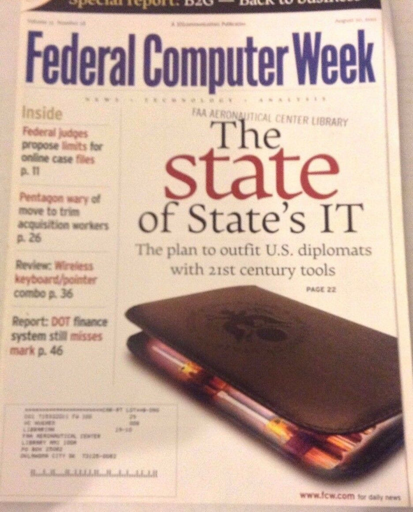 Federal Computer Weekly Magazine The State's IT August 20, 2001 080117nonrh