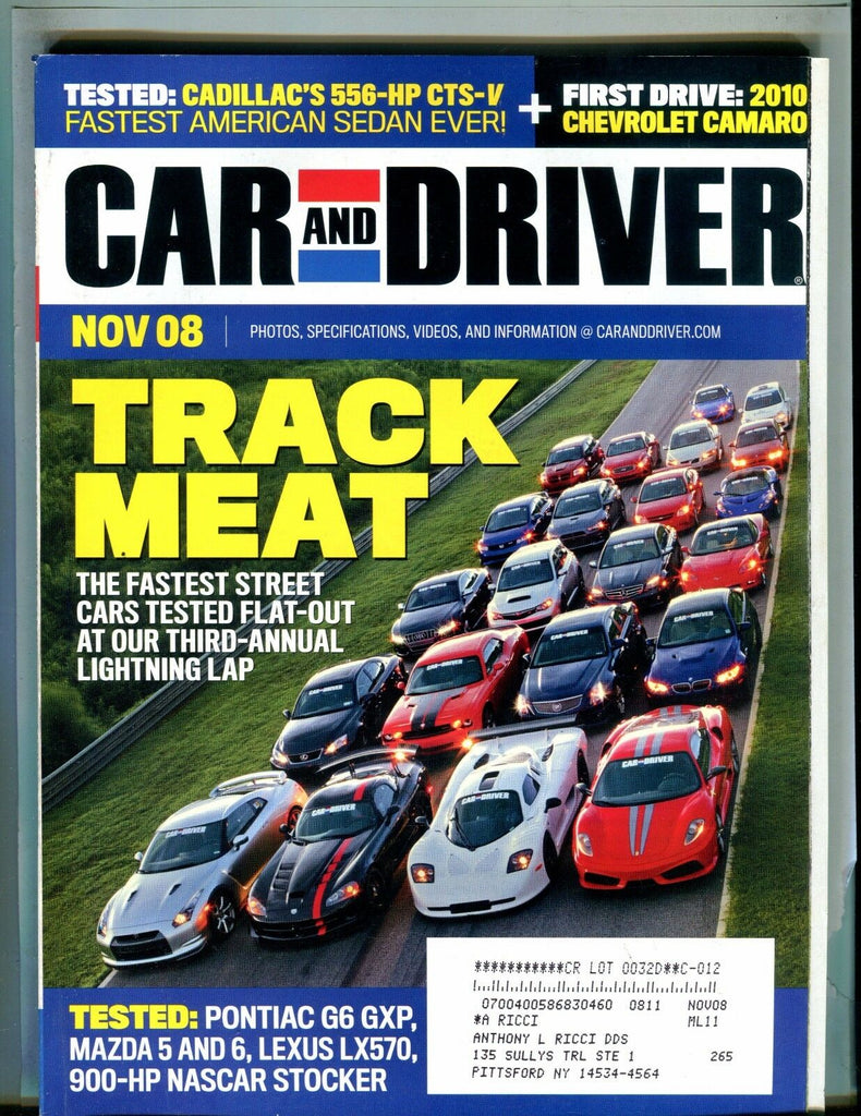 Car And Driver Magazine November 2008 Track Meat EX w/ML 030817nonjhe
